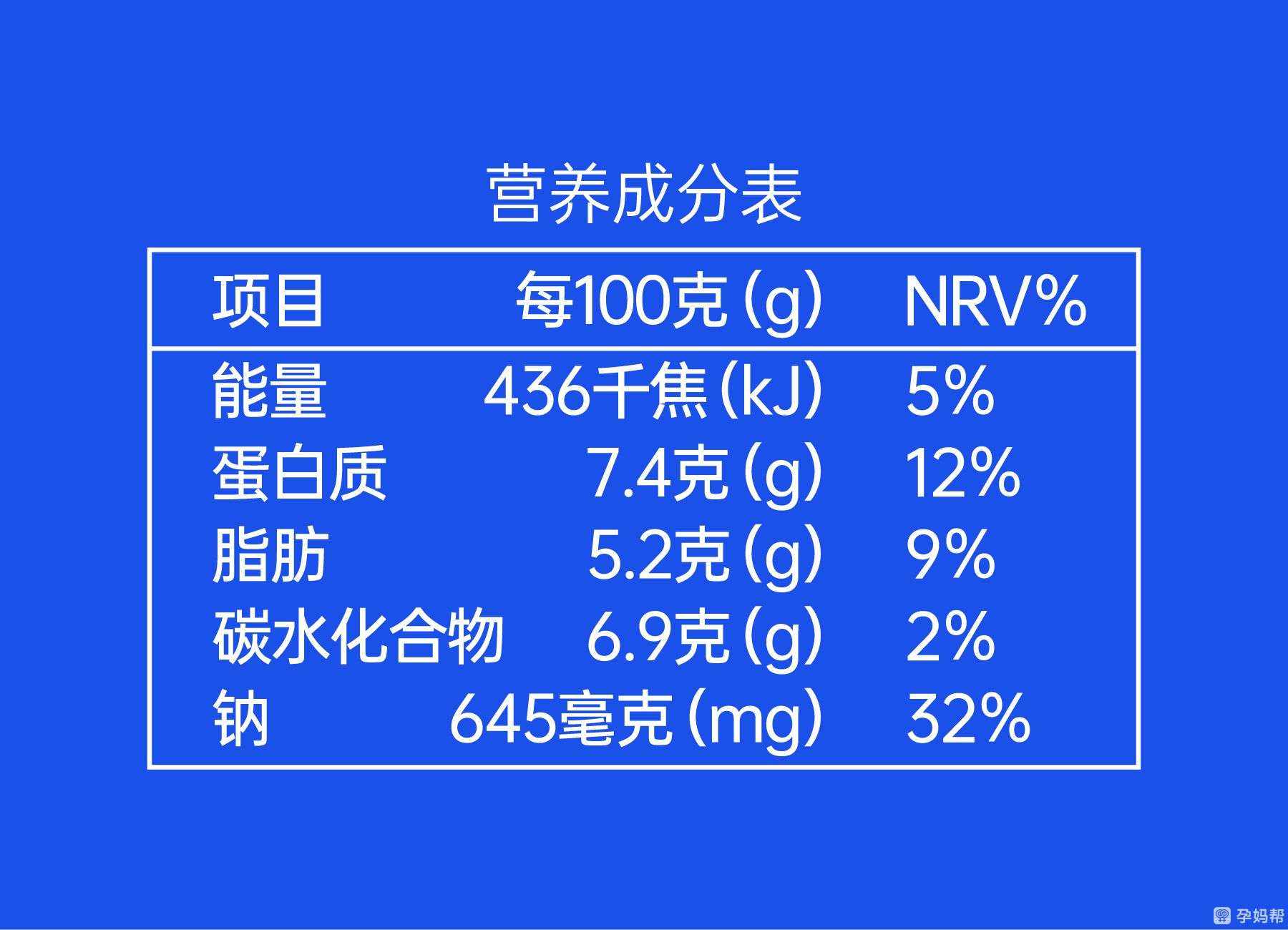 海鲜营养成分表